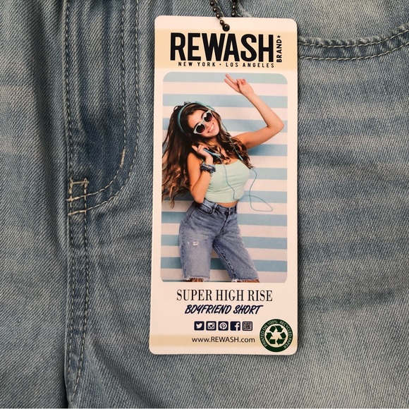 REWASH SIZE 24 SUPER HIGH RISE BOYFRIEND DENIM SHORTS VINTAGE REUNION NWT - Picture 2 of 14